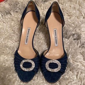Manolo Blahnik denim heels size 39 1/2
